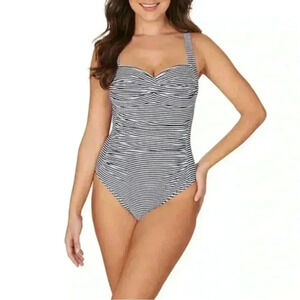 NWT Nip tuck navy white one piece lightly padded swim suit sz 10 NN2976son
